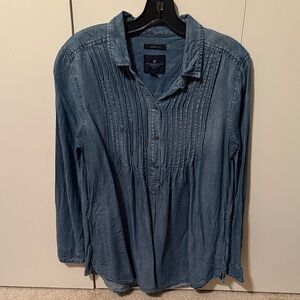 American Eagle Outfitters Blue Button-Up Top
